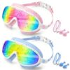 Aegend Swim Goggles for Adult Youth - 2 Pack Wide View Anti-Fog Anti-UV Swimming Goggles for Men & Women (Pink & Blue)