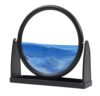 Aelgiosm Moving Sand Art Picture - 3D Liquid Motion Deep Sea Sandscape with Easy-Flip Round Glass Frame, Flowing Sand Relaxing Desktop Decor for Home and Office (Blue, 10″)