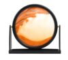 Aelgiosm Moving Sand Art Picture - 3D Liquid Motion Deep Sea Sandscape with Easy-Flip Round Glass Frame, Flowing Sand Relaxing Desktop Decor for Home and Office (Orange, 10″)