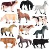AENIMELY Realistic Poultry Farm Animal Model Mini Set: Cows, Simontal Cows, Quarter Horses, White Horses, and Thoroughbred Horses