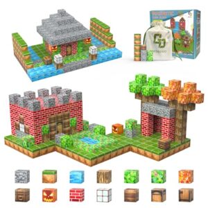 AESGOGO Magnetic Blocks, 72PCS STEM Montessori Toy for Crafting a Magnet DIY-World, Creative Building Toys for Boys Girls Kids Ages 3-5 5-7 6-8, Toddler Stacking Construction Cube.
