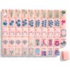 AFBEHL Adult Pink American-Style Mahjong Set, 160 Modern Acrylic Mahjong Tiles (Pink Base), 4-Layer Engraved Design, Fashionable Paris-Themed Ladies' Night Mahjong, for Women & Ladies' Night