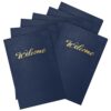 Affrolling 100 Pack 6 x 9 Inch Welcome Pocket Folders Church Visitor Welcome Folder Presentation Folder Employee File Folders for Weddings, Party, Conference, Seminars, Bar Mitzvah(Dark Blue Linen)