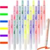 Affrolling 24 Count Art Retractable Highlighters Assorted Colors, 12 Colors Chisel Tip Click Fluorescent Marker Pens Quick Dry Aesthetic Highlighters for Back to School, Office(Cute,Colorful)
