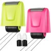 Affrolling 2 Pcs Roller Stamps for Teachers Dashed Handwriting Lines Practice with 2 Black Ink Self Inking Line Rolling Stamps Supplies for Sentence Handwriting Practice, Green and Pink
