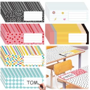 Affrolling 60 Pcs Large Desk Name Tags 10 x 3 Inch Name Label Stickers for Classroom Decor Back to School Composition Pencil Apple Self-adhesive Nameplate for Students Cubby Locker First Day of School