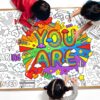 Affrolling Giant Coloring Poster for Classroom Wall Versatile 31.5 x 72 Inches Jumbo Coloring Tablecloth Books Crafts Activities Gifts for Classroom Home Birthday Party Supplies Favor(Rainbow)