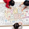 Affrolling Giant Coloring Poster for Classroom Wall Versatile 31.5 x 72 Inches Jumbo Coloring Tablecloth Books Crafts Activities Gifts for Classroom Home Birthday Party Supplies Favor (Boho)
