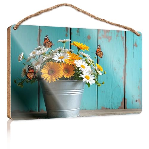 AFGD Wooden Sign Plaque Wooden Plaque & Lacquered Finish - Motivational Posters Printed Surface | Outdoor Decoration For Patio/House Decoration Living Room For Flowers In A Bucket