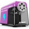 AFMAT 6-Hole Electric Pencil Sharpener, Cordless & Rechargeable, Colored Pencil Sharpener for 6-11mm Pencils, Auto Stop, Super Fast, 10,000+ Sharpenings, Battery Powered for Classroom/Home/Office PSD1