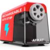 AFMAT Electric Pencil Sharpener 6 Hole, Cordless & Rechargeable, Colored Pencil Sharpener for 6-11mm Pencils, Auto Stop, Super Fast, 10,000+ Sharpenings, Battery Powered for Classroom/Home/Office PSD1