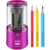 AFMAT Electric Pencil Sharpener for Colored Pencils, Auto Stop, Fast Sharpen in 3s, Large Hole Pencil Sharpener Plug in for 6-12mm No.2/Jumbo Pencils PS91