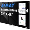 AFMAT Magnetic Glass Dry Erase Board, 72" x 48" Wall Mounted Black Glass Board, 4mm Tempered Glass w/Strong Magnetic Surface, Large Frameless Black Whiteboard for Office Home School