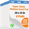 AFMAT Sticky Easel Pads, 20 in x 23 in Flip Chart Paper for Teachers, Super Sticky & Bleed-Resistant, Self-Stick Easel Paper for Office/Classroom/Whiteboard/Wall/Windows, 30 Sheets/Pad, 8 Pads
