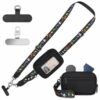 AFRITEE Clip and Go Strap for Phone with Wallet Crossbody Phone Lanyard, 5 Pcs Adjustable Phone Strap with Detachable Wristlet Wallet for All Phone Teacher Daily Travel (Black)