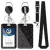 AFRITEE Lanyard Badge ID Holder - Black Leopard Print Retractable Badge Reel with Vertical Card Holder Breakaway Lanyard for Women Nurse Office Work Accessories Supplies