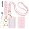 AFRITEE Scrunchie Lanyard Badge Pink Bows Lanyards for Id Badges and Keys
