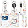 AFRITEE Teacher Lanyard Badge Reel - Sticky Note Pattern ID Holder with Retractable Clip Card Holder Breakaway Neck Lanyard for Women School Office Work Accessories