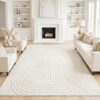 Afubor Beige 5x7 Geometric Solid Color Area Rugs, Washable Living Room Rug