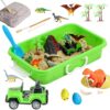 AGENTLAN Dinosaur Sensory Bin with Sensory Sand, Gifts for Boys Ages 3-8