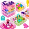 AGENTLAN Stackable Sensory Bin, Unicorn & Pet Sensory Sand Play Set