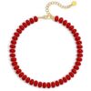 AGHTLZX Chunky Red Beaded Necklace for Women