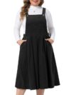 Agnes Orinda Women Plus Size Corduroy Jumper Skirt Button Adjustable 4X Black