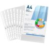 Agoer 80 Clear Sheet Protectors for Binders,Heavyweight A4 Punched Pocket with Sticky Tabs,120 Micron Acid Free Binder Sleeves Reinforced 11-Hole,Top Loading Plastic Dividers for Documents,Photos