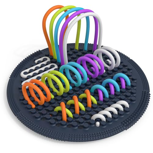AgooVida Fidget Toys for Kids Toddler, Silicone Sensory Knitted Board with 25 Strings, Stress Relief Toys for Autism & ADHD, Gift for Girls Boys 3+ & Adults, Calming Toys for Office & Travel (Blue)