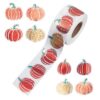 AHANDMAKER 1000 Pcs Pumpkin Stickers Roll Fall Thanksgiving Stickers Paper Self Adhesive Autumn Pumpkin Decals for Party Decor Envelope Scrapbook DIY Gift Decorating