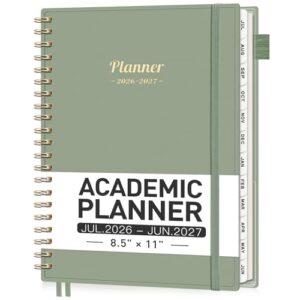 AHGXG Academic Planner 2026-2027, July 2026 - June 2027, Weekly and Monthly, 8.5" x 11", Calendar, Agenda for Women, Teacher, Student, School, 12-Month Tabs (Light Green)