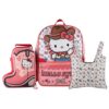 AI ACCESSORY INNOVATIONS Hello Kitty Cowgirl Cute 3 PC Backpack Set for Girls, 16” Book Bag with Diecut Insulated “Boot” Box, & Detachable Reusable Tote Dangle