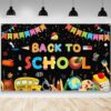 AIBIIN Back to School Backdrop First Day of School Classroom Photography Background Welcome Back to School Preschool Kindergarten Classroom Party Decorations Banner Photo Booth Props 70.8x43.3 inch