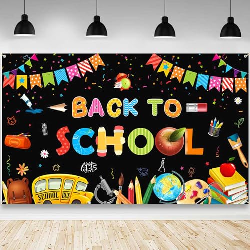 AIBIIN Back to School Backdrop First Day of School Classroom Photography Background Welcome Back to School Preschool Kindergarten Classroom Party Decorations Banner Photo Booth Props 70.8x43.3 inch