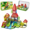 AIDYVOI 48PCS Mini Magnetic Tiles Building Set with Storage Box, Magnetic Blocks Castle Playset for Kids, Travel Set STEM Learning Building Toys for Boys Girls Ages 3+, Birthday