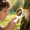 Aikokkl Kids Microscope Orange Deer - Digital Handheld STEM Kit & 1080P Camera (600x Zoom) - Portable Science Toy for Outdoor Camping & Backyard Fun - Gift for Boys & Girls Age 5-12