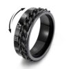 AINILOVE Men's Chain Fidget Ring - Stainless Steel Roman Numeral Spinner Rings for Anxiety Stress Relief Rotating Band for Men Women Teens (Roman Numeral Spinning Ring Black, 12)