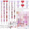 AIPRIDY DIY Crystal Beaded Fairy Wand Garden Stakes Kit, Colorful Decorative Wands with Assembly Guide, 12 or 10 Inch Threaded Rods,Outdoor Garden Decoration Set (174, Pink+Rose+Red+White+Diamond Top)
