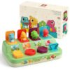 Aiqi Pop Up Animals Toy for Toddlers 9-18 Months, Dinosaur Cause and Effect Toys for Babies 1 Year Old, Montessori Sensory Learning Fine Motor Skills Development Gift for Boys Girls (No Batteries)