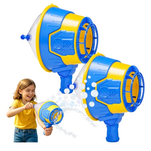 Air Cannon-Bubble Blowing Machine, Air Cannon Handheld Air Blaster Toy with Powerful Bubble Spray Effect, Reusable Bubble Maker, Interactive Foam Free Bubble Toy for Outdoor Play (#B,2)