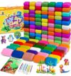 Air Dry Clay 100 Colors Foam Clay Non-Sticky Soft Air Dry Foam Clay, Moldable Super Light Clay with Sculpting Tools, Guide, Perfect for Arts, Crafts