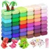 Air Dry Clay 48 Colors，Modeling Clay for Kids, with 3 Sculpting Tools and 6 Sheets Dinosaur Stickers, Safe & Non-Toxic, DIY Molding Clay Gift for Boys and Girls