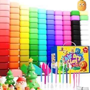 Air Dry Clay for Kids 120 Packs Air Foam Clay, 100 Customized Colors, More White and Black Magic Clay, Non-Sticky Soft and Super Light Clay with Sculpting Tools, Guide, 3 Age+
