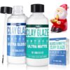 Air Dry Clay Glaze - Upgraded Polymer Clay Glaze, 2 x 100ml Ultra Gloss and Matte Finish Varnish Pottery Glaze, Clay Sealant to Prevent Scratches, Wear, Cracking - Professional Clay Tools, Quick Dry