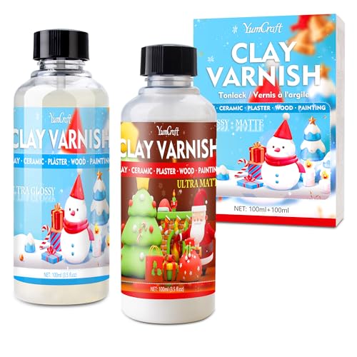 Air Dry Clay Glaze 7 OZ (200ml), Clear High Gloss & Matte Sealant, Waterproof Varnish Prevents Surface Wear, Cracking & Scratches for Air Dry Clay, Polymer Clay, Pottery, Ceramics, Wood & Acrylic