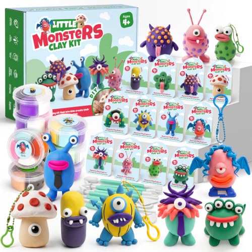Air Dry Clay Kit for Kids, 12 Monsters Modeling Clay, Model Magic Arts & Crafts for Kids Ages 4-12, Ultra Light & Soft, Safe & Non-Stick with Sculpting Tools & Tutorials, DIY Party Favors