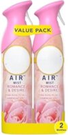 AIR FRESHENER. Mist Romance & desire Pink Rose Petals Champagne Spritz Scent 2 Bottles (Pack 2)