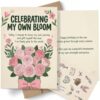 AIROW Self-Love Birthday Greeting Card for Myself, Empowering Floral Art for Personal Growth, Standard A5 Size, Double-Sided Print, Original Design, Includes Kraft Envelope and Matching Sticker Sheet