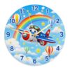 Airplane Wall Clock, Playful Fanciful Rainbow Hot Air Air-Float Balls None Blue Quiet Wall Clock for Garage Game Room Outdoor Decoration 11.6x11.6 Inches