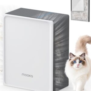 Air Purifiers for Home Bedroom Dorm Up to 1300 ft² with Washable Pre-filter, MOOKA HEPAQuiet Air Cleaner for Pets, Odor Eliminator, Aromatherapy, Remove Pet Hair, Dander, Dust, Smoke (Grey)